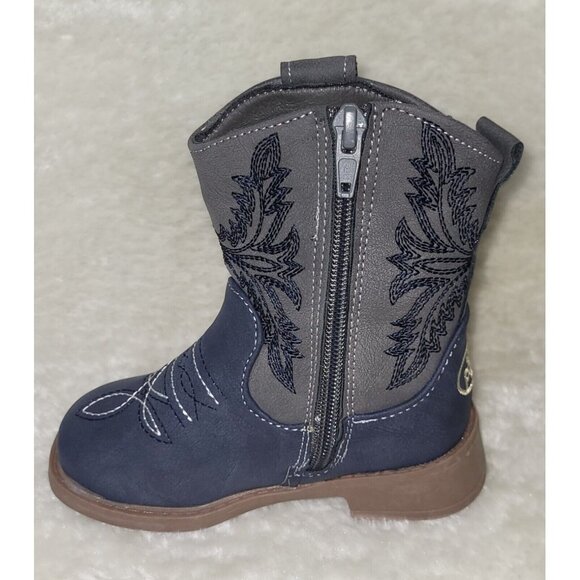 Cowboy Boots Square Toe TODDLER SIZE 7 Faux Leather By Pawz Stepping Stones NEW - Picture 6 of 7